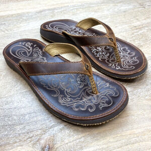 New! Olukai Women's Size 6 Paniolo Natural/Natural Flip Flop Comfort Sandal